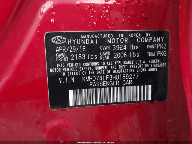 Hyundai ELANTRA SE 2017 KMHD74LF3HU189277 Image 9
