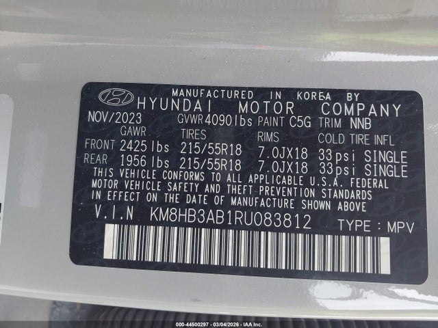2024 HYUNDAI KONA KM8HB3AB1RU083812 Photo 8