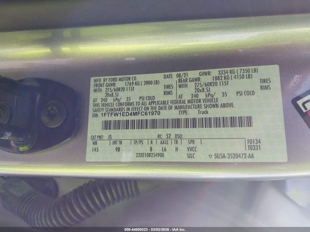 Ford F-150 Platinum 2021 1FTFW1ED4MFC61970 Image 9