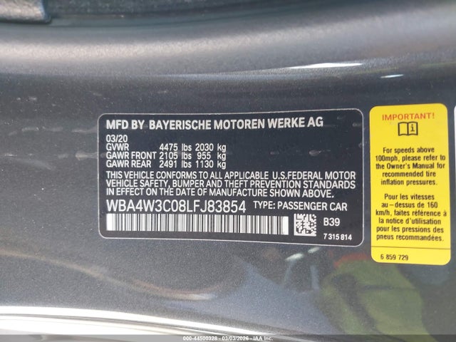 2020 BMW 430I WBA4W3C08LFJ83854 Photo 8
