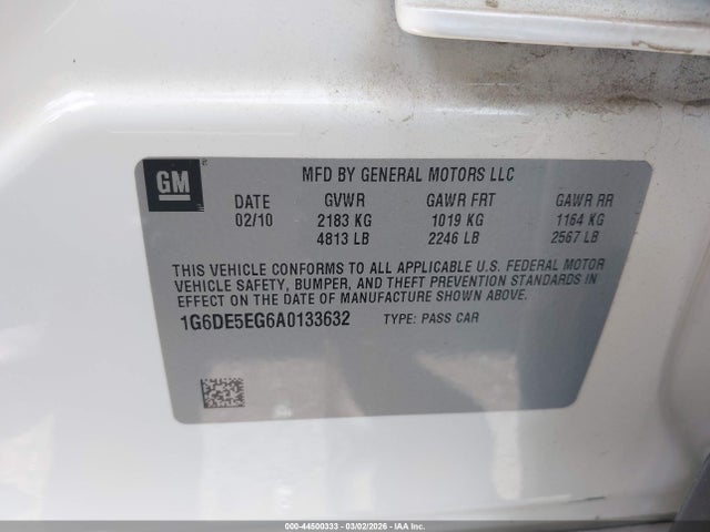 44500333 :رقم المزاد ، 1G6DE5EG6A0133632 vin ، 2010 Cadillac Cts Luxury مزاد بيع