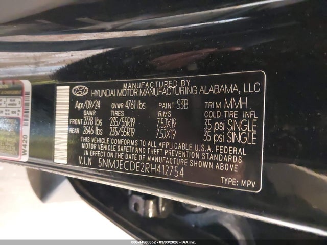Продажа на аукционе авто 2024 Hyundai Tucson Limited, vin: 5NMJECDE2RH412754, номер лота: 44500352
