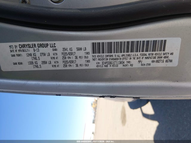Aukcja sprzedaży 2014 Dodge Journey Sxt, vin: 3C4PDDBG1ET113034, numer aukcji: 44500368