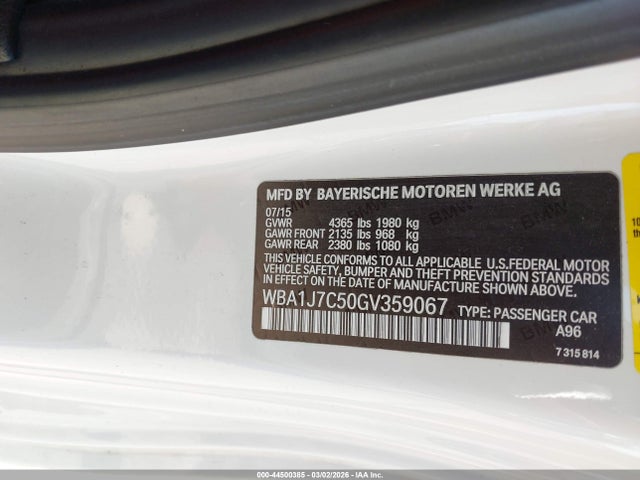 Продаж на аукціоні авто 2016 Bmw M235i, vin: WBA1J7C50GV359067, номер лоту: 44500385