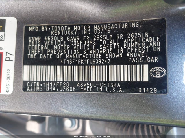 Toyota CAMRY SE 2015 4T1BF1FK1FU939242 Image 9