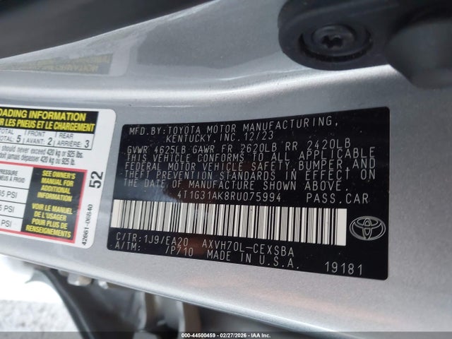 Aukcja sprzedaży 2024 Toyota Camry Hybrid Se, vin: 4T1G31AK8RU075994, numer aukcji: 44500459