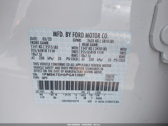 Ford EXPLORER XLT 2023 1FMSK7DH0PGA13887 Image 9
