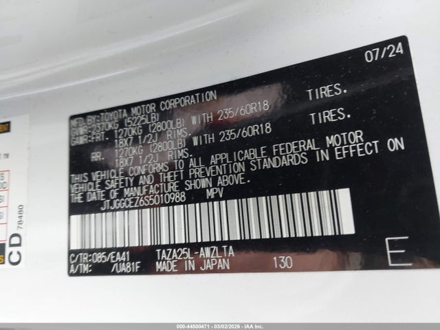 Продажа на аукционе авто 2025 Lexus Nx 350 Premium, vin: JTJGGCEZ6S5010988, номер лота: 44500471