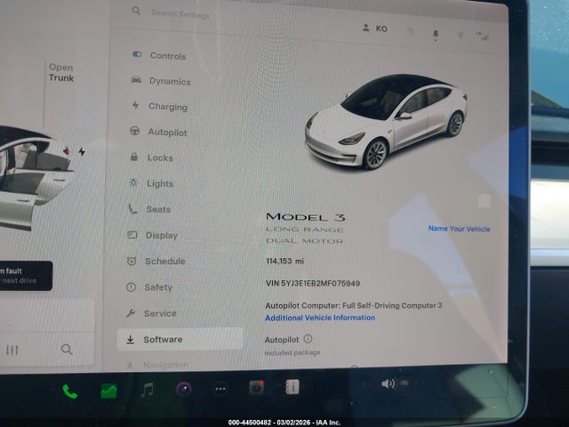 Продаж на аукціоні авто 2021 Tesla Model 3 Long Range Dual Motor All-wheel Drive, vin: 5YJ3E1EB2MF075949, номер лоту: 44500482