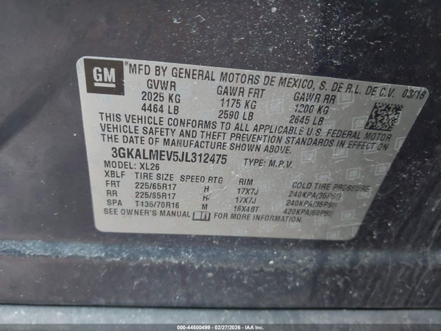 Продажа на аукционе авто 2018 Gmc Terrain Sle, vin: 3GKALMEV5JL312475, номер лота: 44500499