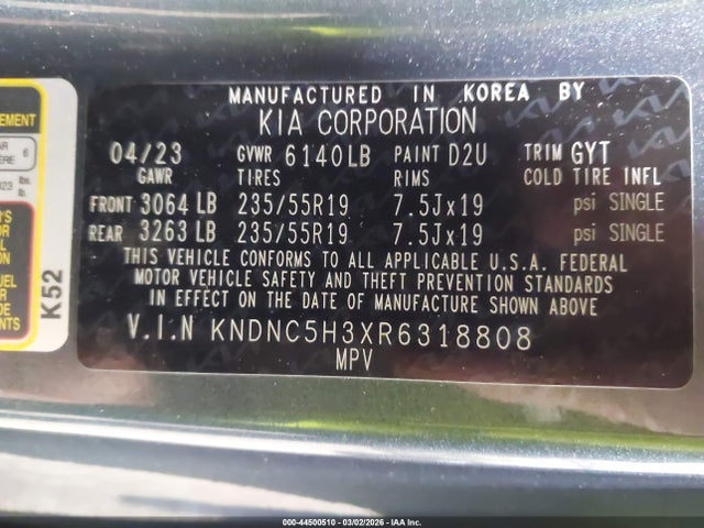 Продажа на аукционе авто 2024 Kia Carnival Mpv Ex, vin: KNDNC5H3XR6318808, номер лота: 44500510