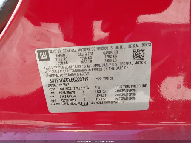 3GTP1UECXEG223719 GMC Sierra 1500 Sle