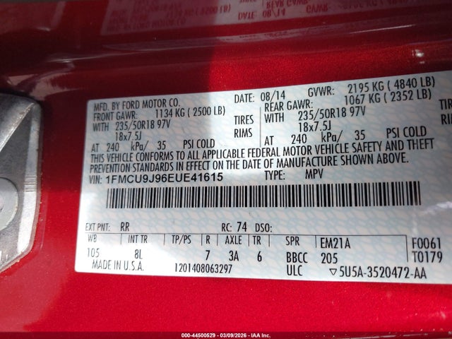 Ford Escape Titanium 2014 1FMCU9J96EUE41615 Image 9