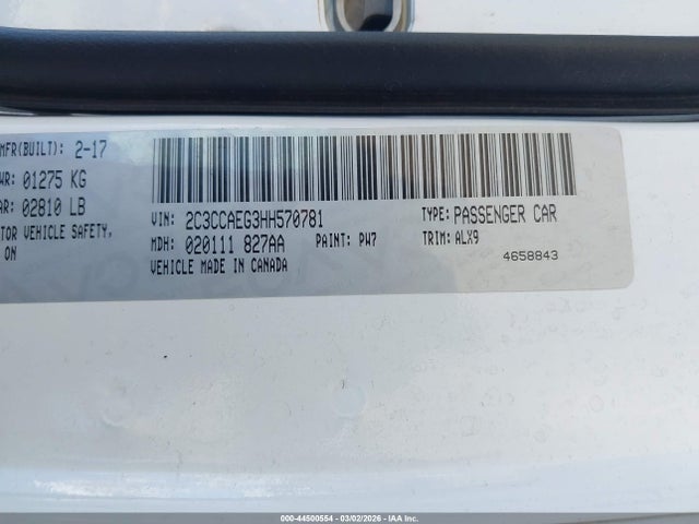 2017 Chrysler 300c მანქანა იყიდება აუქციონზე, vin: 2C3CCAEG3HH570781, აუქციონის ნომერი: 44500554