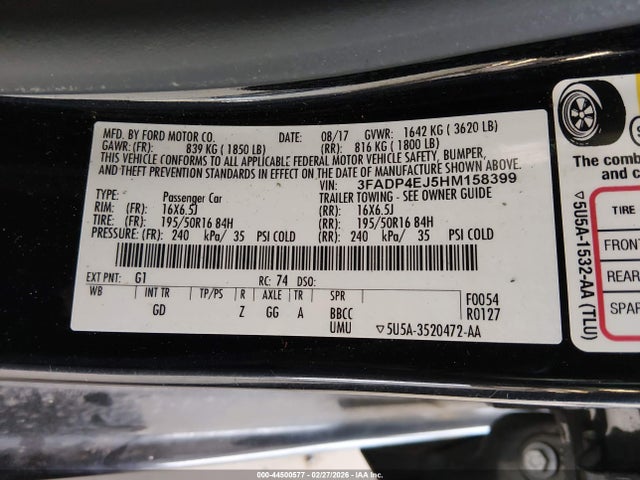 Ford FIESTA SE 2017 3FADP4EJ5HM158399 Image 9