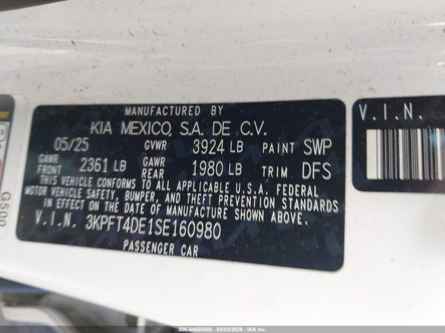 KIA K4 Lxs 2025 3KPFT4DE1SE160980 Image 9