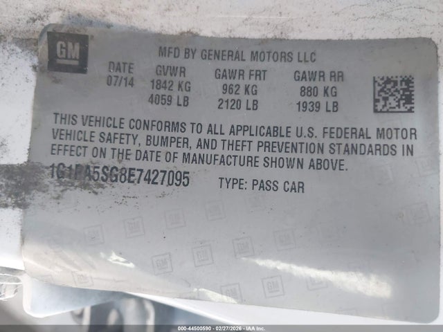 1G1PA5SG8E7427095 Chevrolet Cruze Ls Auto