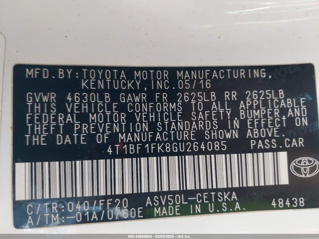 Toyota CAMRY SE 2016 4T1BF1FK8GU264085 Image 9