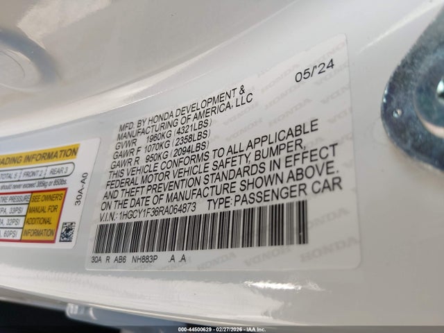 Honda ACCORD EX 2024 1HGCY1F36RA064873 Image 9