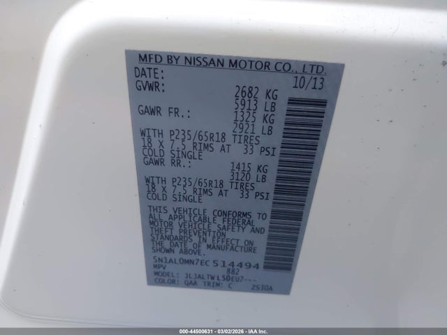 5N1AL0MN7EC514494 Infiniti QX60