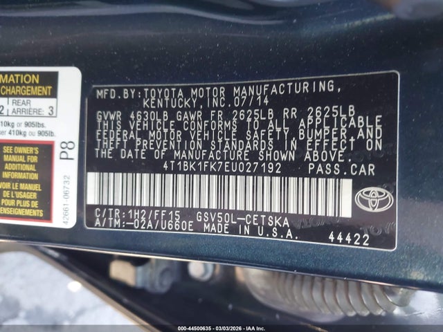 Toyota Camry Se V6 2014 4T1BK1FK7EU027192 Image 8