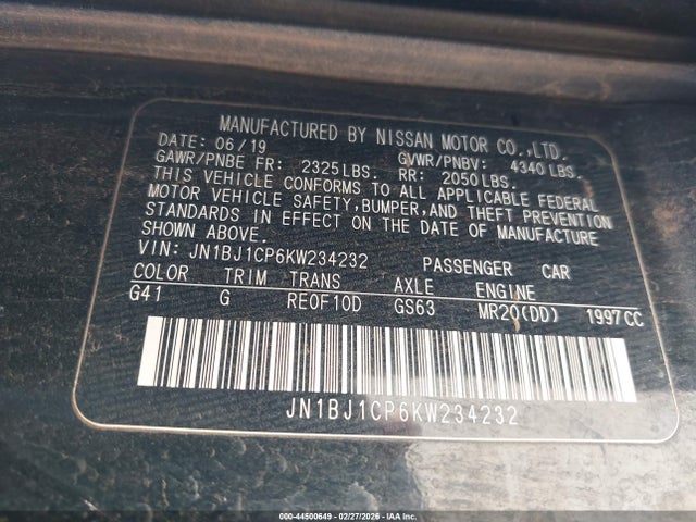 Продажа на аукционе авто 2019 Nissan Rogue Sport S, vin: JN1BJ1CP6KW234232, номер лота: 44500649