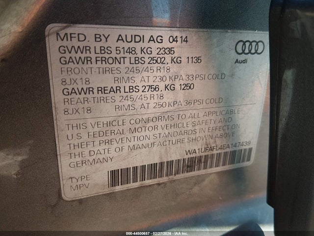 2014 AUDI ALLROAD WA1UFAFL4EA147439 Photo 8