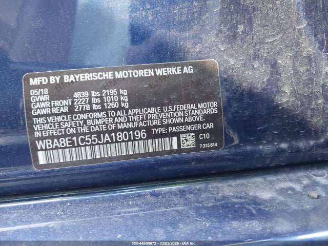 Продаж на аукціоні авто 2018 Bmw 330e Iperformance, vin: WBA8E1C55JA180196, номер лоту: 44500672