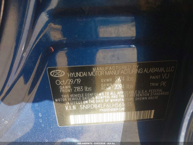 5NPD84LF6LH561635 Hyundai ELANTRA SEL