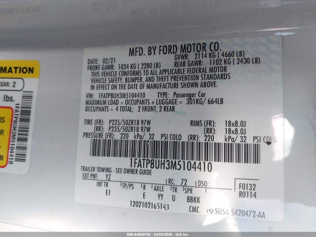 2021 FORD MUSTANG 1FATP8UH3M5104410 Photo 8