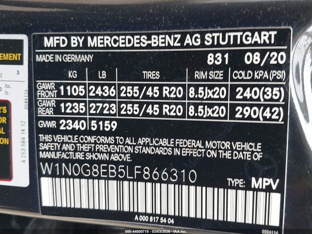 W1N0G8EB5LF866310 Mercedes-Benz Glc 300 4matic