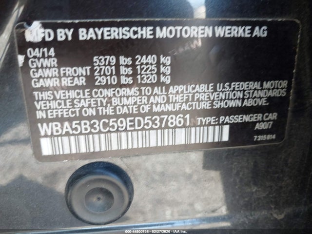 Aukcja sprzedaży 2014 Bmw 535i Xdrive, vin: WBA5B3C59ED537861, numer aukcji: 44500738
