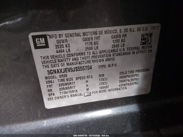 3GNAXJEV9JS555704 Chevrolet EQUINOX LT