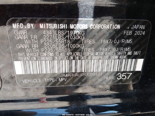 2024 MITSUBISHI OUTLANDER SPORT JA4ARUAU4RU009481 Photo 8