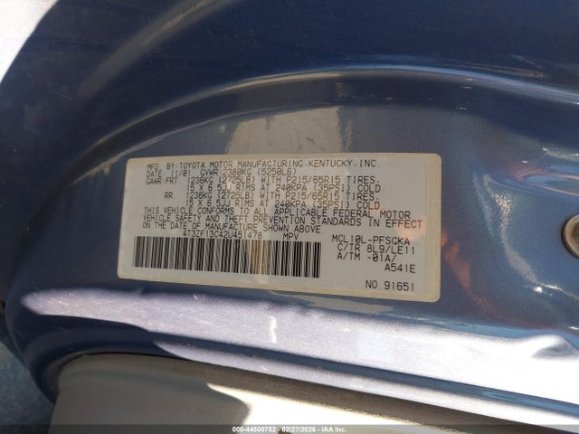 Продажа на аукционе авто 2002 Toyota Sienna Xle, vin: 4T3ZF13C42U451478, номер лота: 44500752