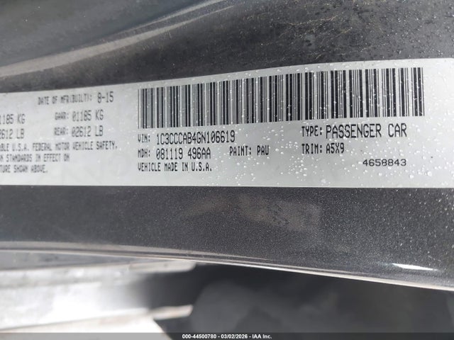 Chrysler 200 Limited 2016 1C3CCCAB4GN106619 Image 9