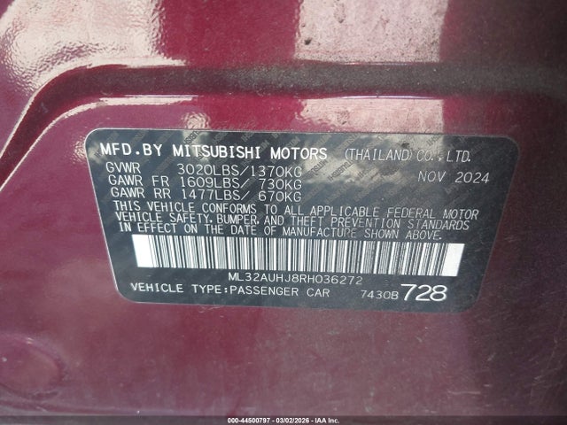 2024 MITSUBISHI MIRAGE ML32AUHJ8RH036272 Photo 8
