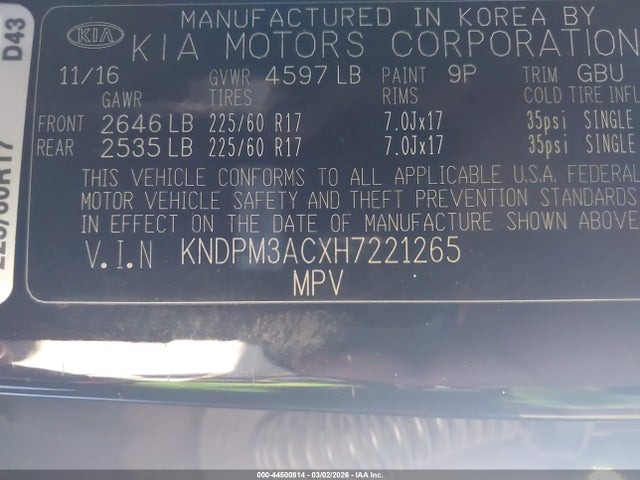KIA Sportage Lx 2017 KNDPM3ACXH7221265 Image 9