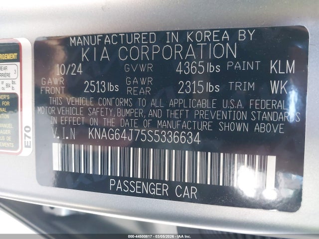 KNAG64J75S5336634 KIA K5 Gt-line