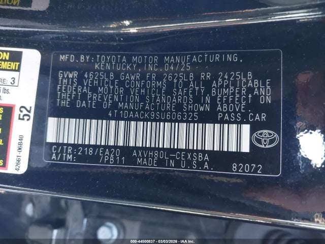 Toyota CAMRY SE 2025 4T1DAACK9SU606325 Image 9