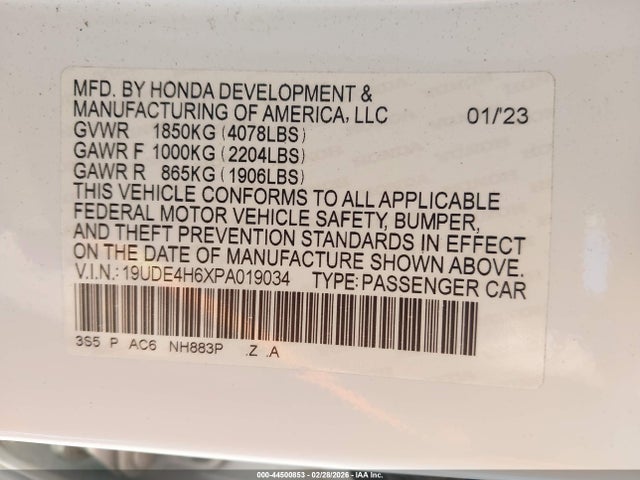 Продаж на аукціоні авто 2023 Acura Integra A-spec Technology, vin: 19UDE4H6XPA019034, номер лоту: 44500853