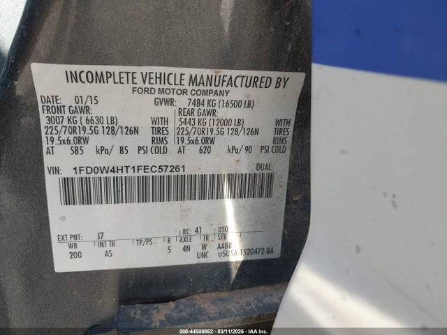 Продажа на аукционе авто 2015 Ford F-450 Chassis Xl, vin: 1FD0W4HT1FEC57261, номер лота: 44500862