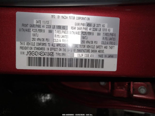 Aukcja sprzedaży 2014 Mazda Cx-5 Grand Touring, vin: JM3KE4DY4E0418495, numer aukcji: 44500892
