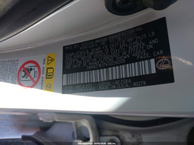 58ABZ1B17KU028209 Lexus ES 350