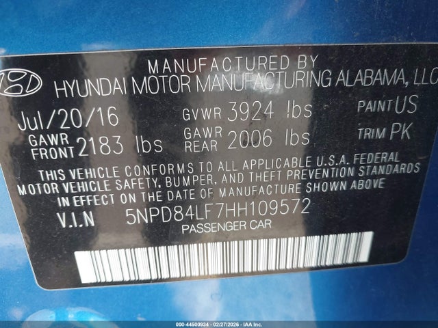 Hyundai ELANTRA SE 2017 5NPD84LF7HH109572 Image 9