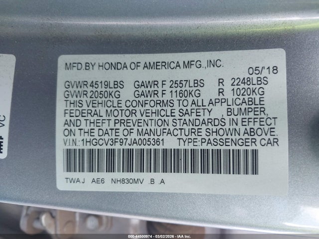 Honda Accord Hybrid Touring 2018 1HGCV3F97JA005361 Image 9