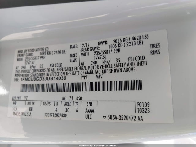 Ford ESCAPE SE 2018 1FMCU0GD3JUB14039 Image 9