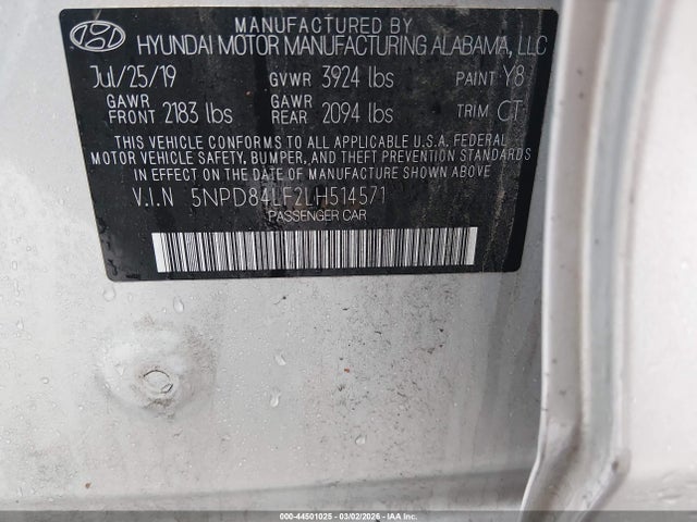 5NPD84LF2LH514571 Hyundai ELANTRA SEL
