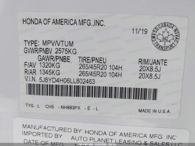 2020 ACURA MDX 5J8YD4H06LL802463 Photo 8