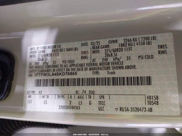 Ford F150 2025 1FTFW3L84SKD76865 Image 22